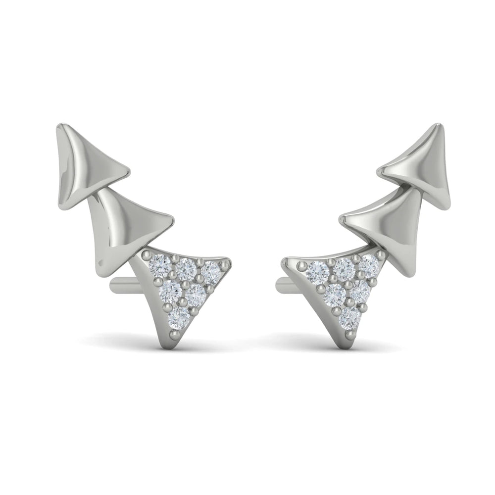 Diamond and Multi Trinity Ear Climber White Gold