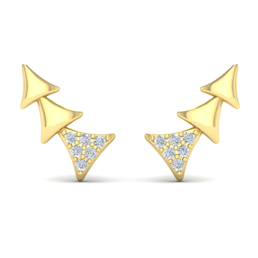 Diamond and Multi Trinity Ear Climber Yellow Gold