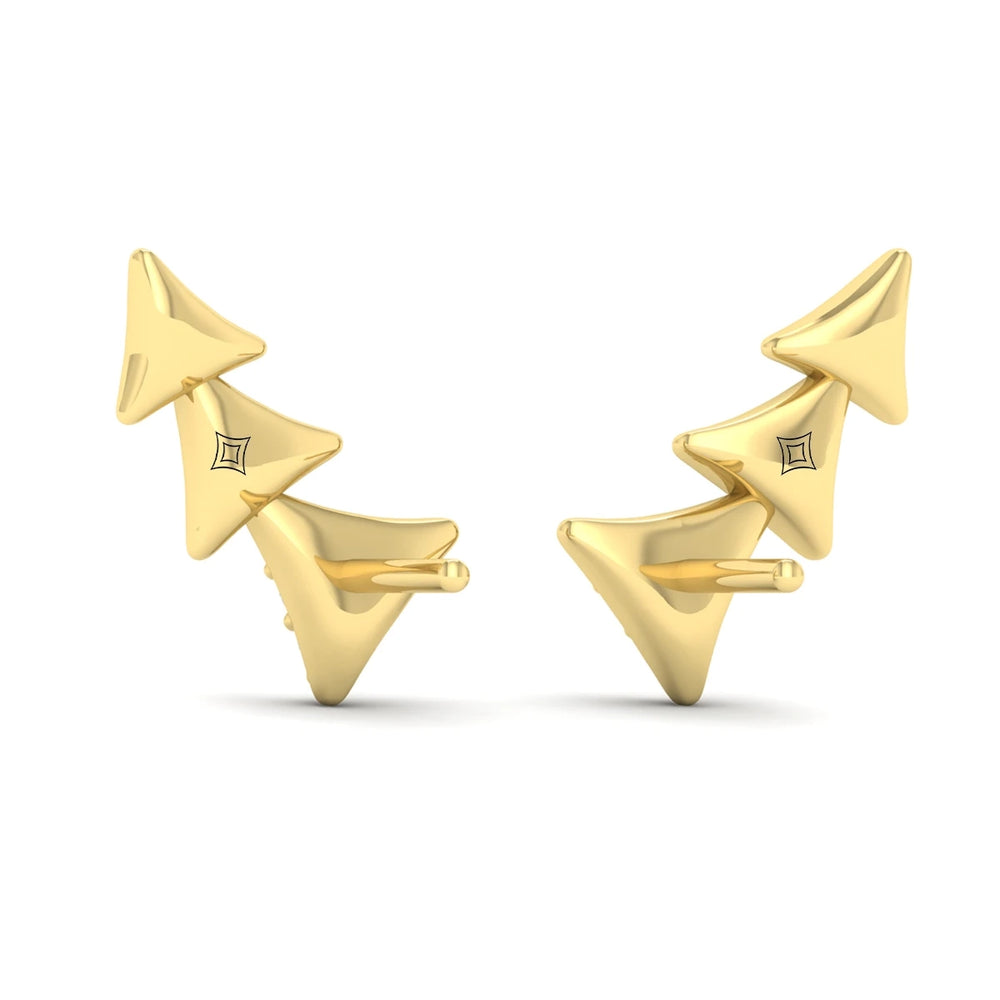 Diamond and Multi Trinity Ear Climber Yellow Gold
