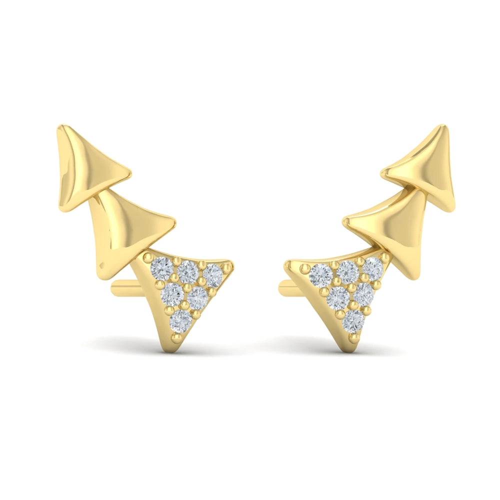 Diamond and Multi Trinity Ear Climber Yellow Gold