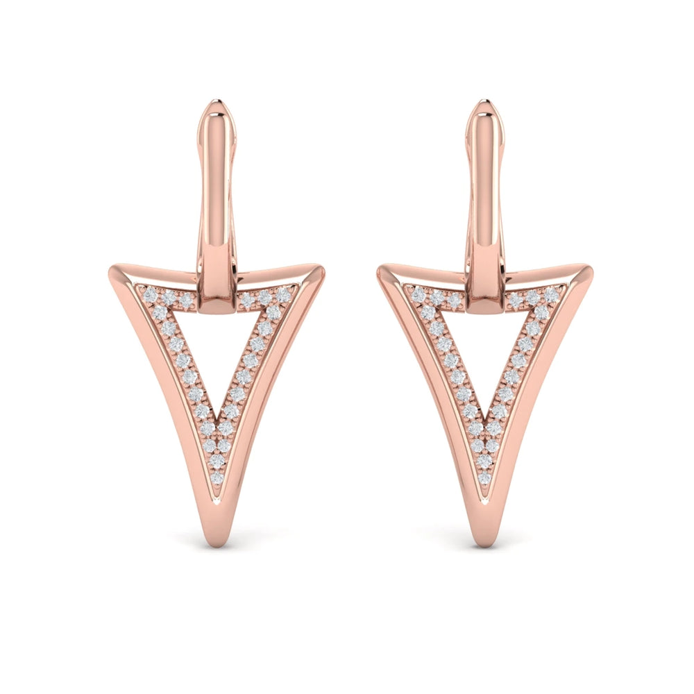 Diamond Open Double Trinity Huggie Earrings Rose Gold