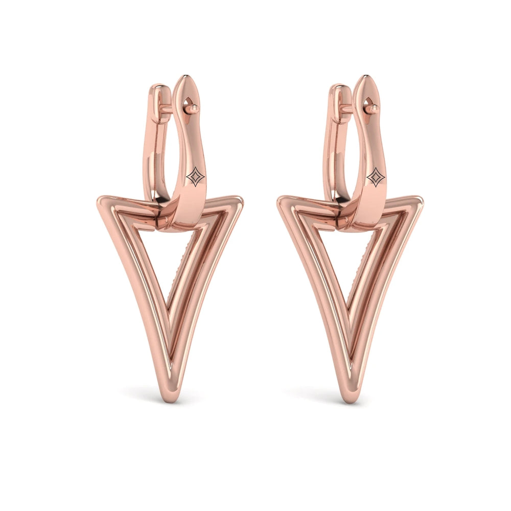 Diamond Open Double Trinity Huggie Earrings Rose Gold