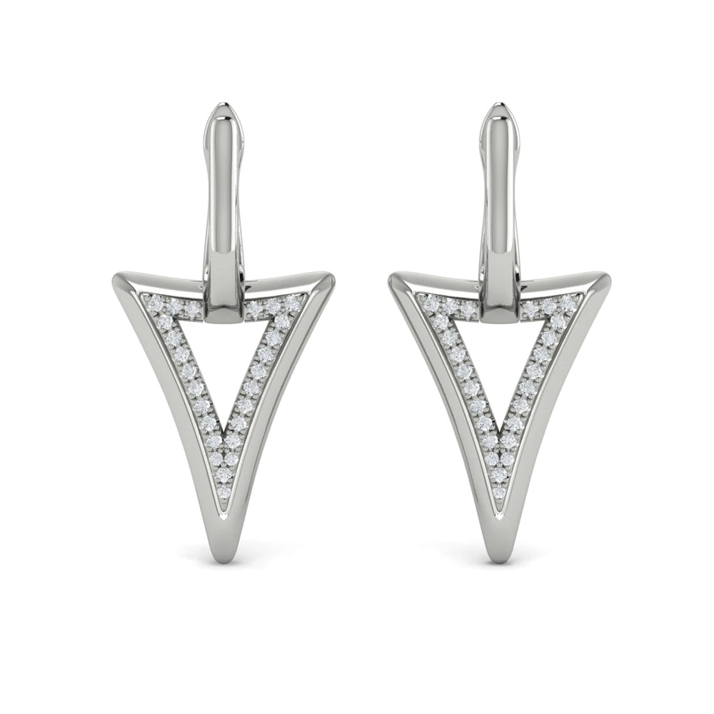 Diamond Open Double Trinity Huggie Earrings Platinum