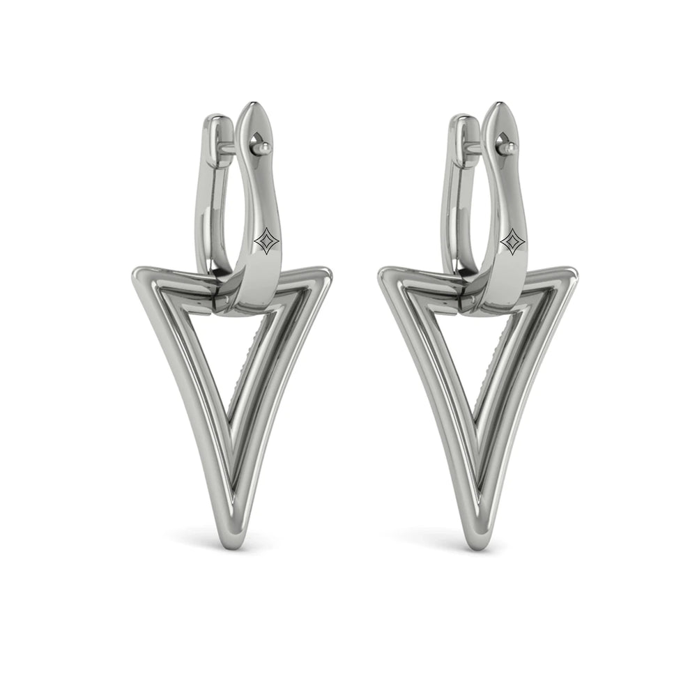 Diamond Open Double Trinity Huggie Earrings White Gold
