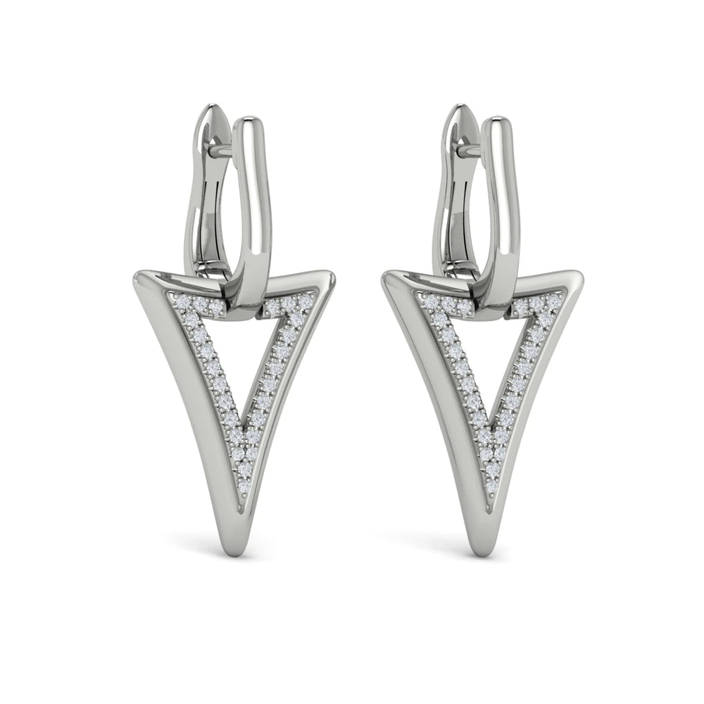 Diamond Open Double Trinity Huggie Earrings White Gold