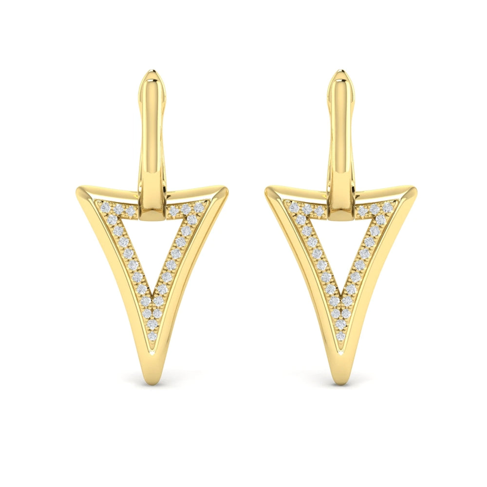 Diamond Open Double Trinity Huggie Earrings Yellow Gold