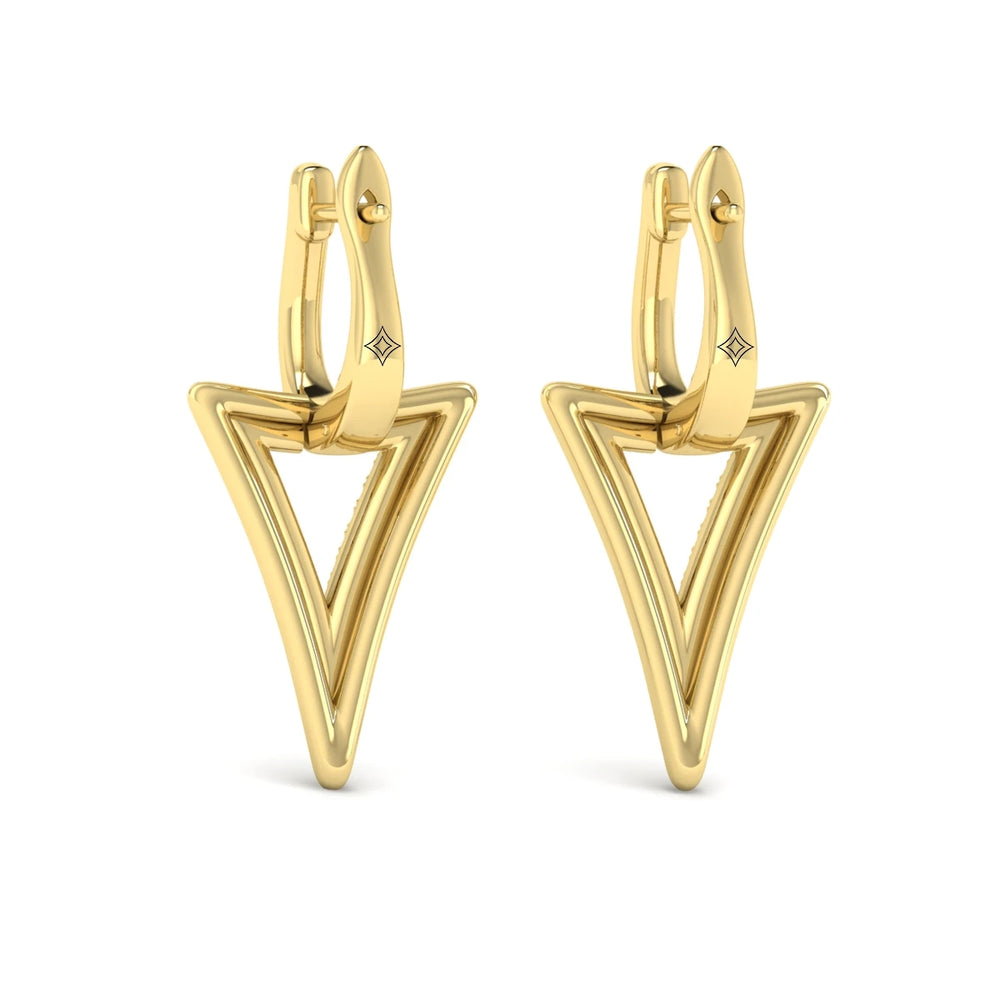 Diamond Open Double Trinity Huggie Earrings Yellow Gold