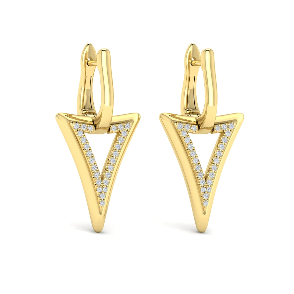 Diamond Open Double Trinity Huggie Earrings Yellow Gold