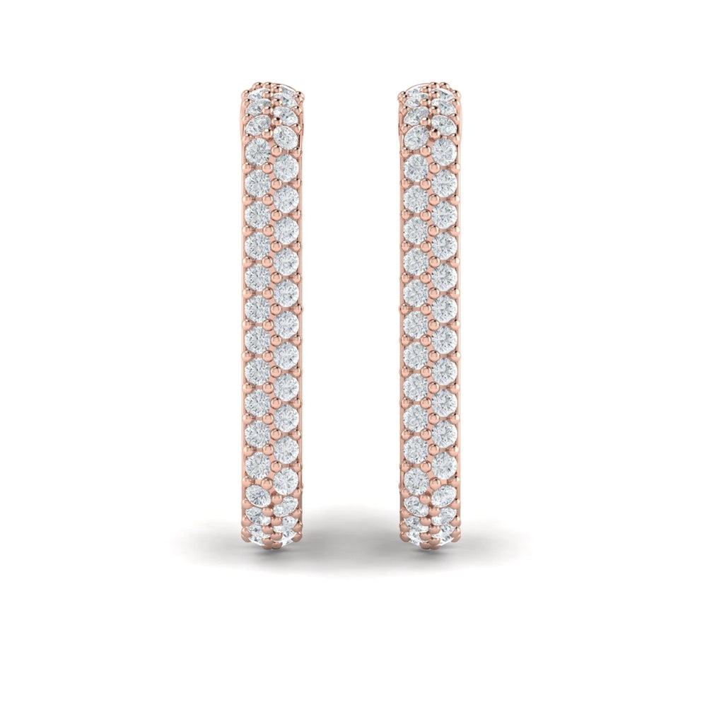 Diamond Elongated Hoop Earrings Rose Gold