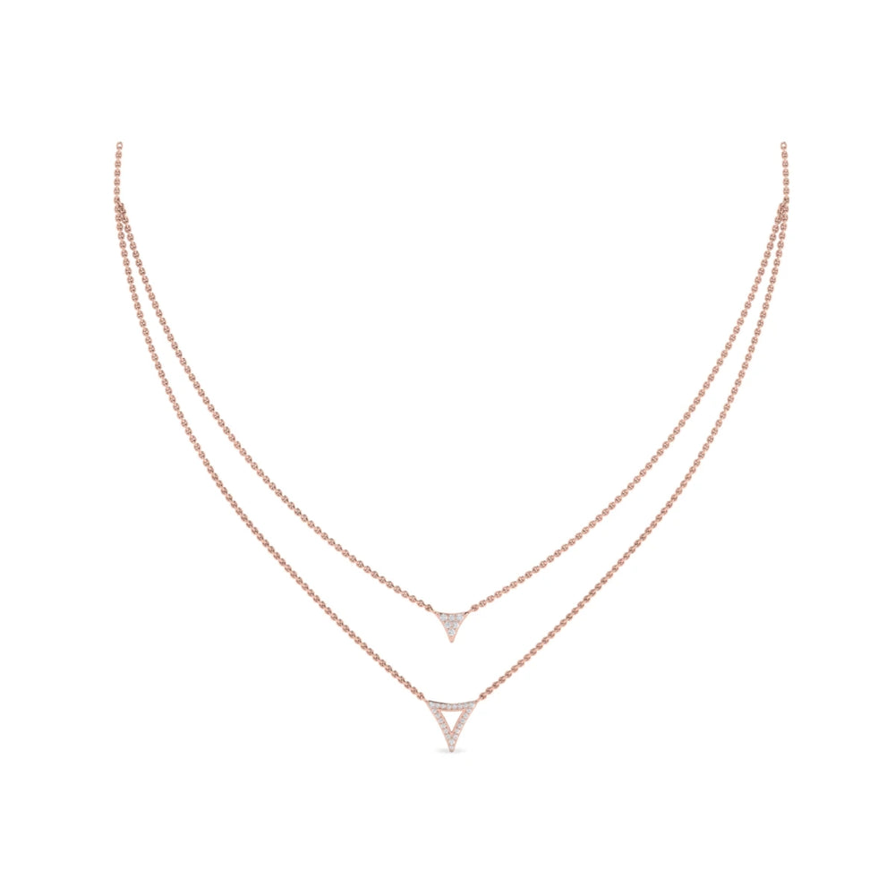 Diamond Open Trinity Two Row Necklace Rose Gold