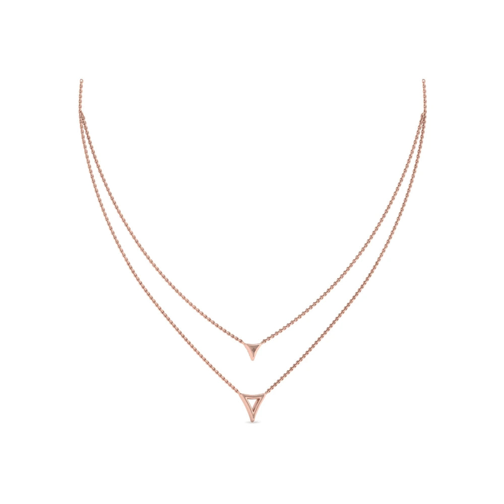 Diamond Open Trinity Two Row Necklace Rose Gold