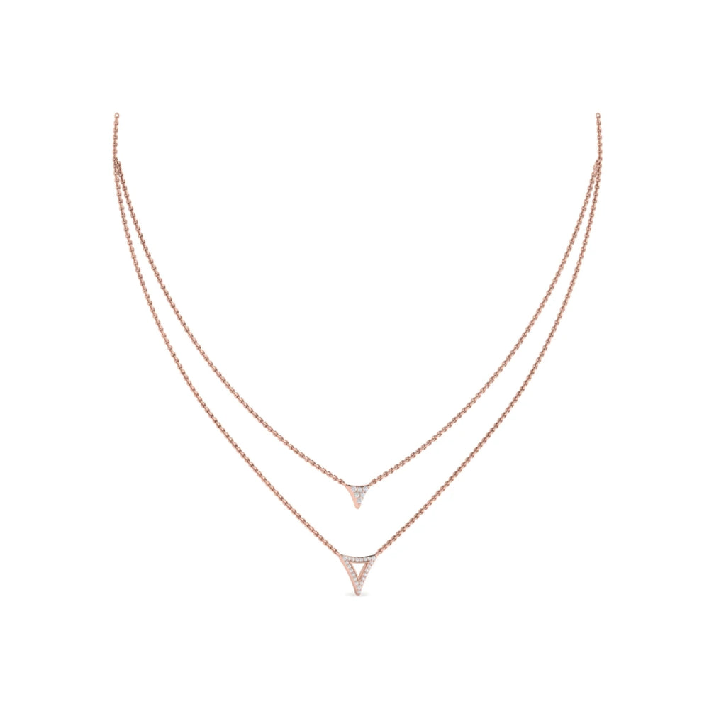 Diamond Open Trinity Two Row Necklace Rose Gold