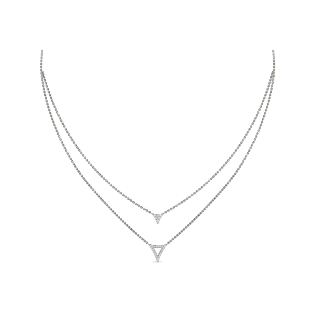 Diamond Open Trinity Two Row Necklace White Gold