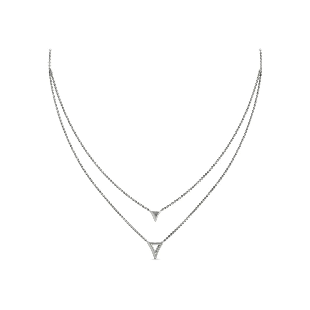 Diamond Open Trinity Two Row Necklace White Gold