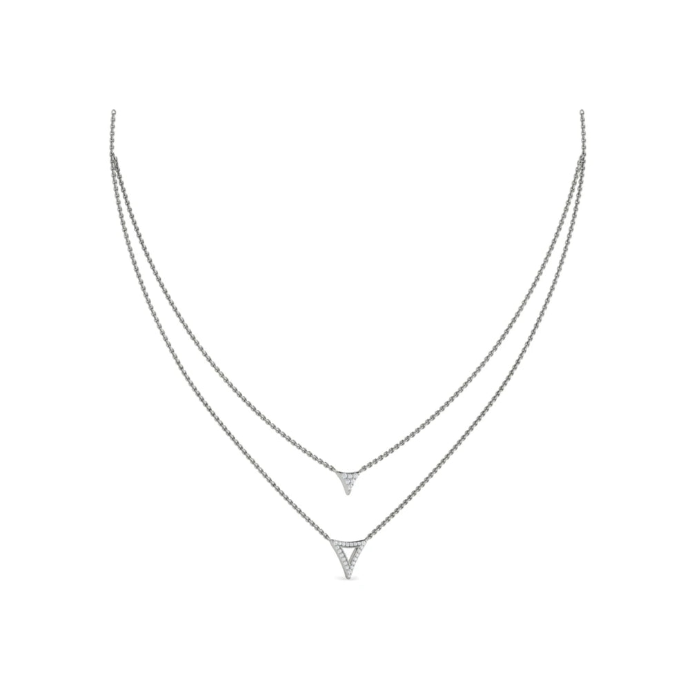 Diamond Open Trinity Two Row Necklace White Gold