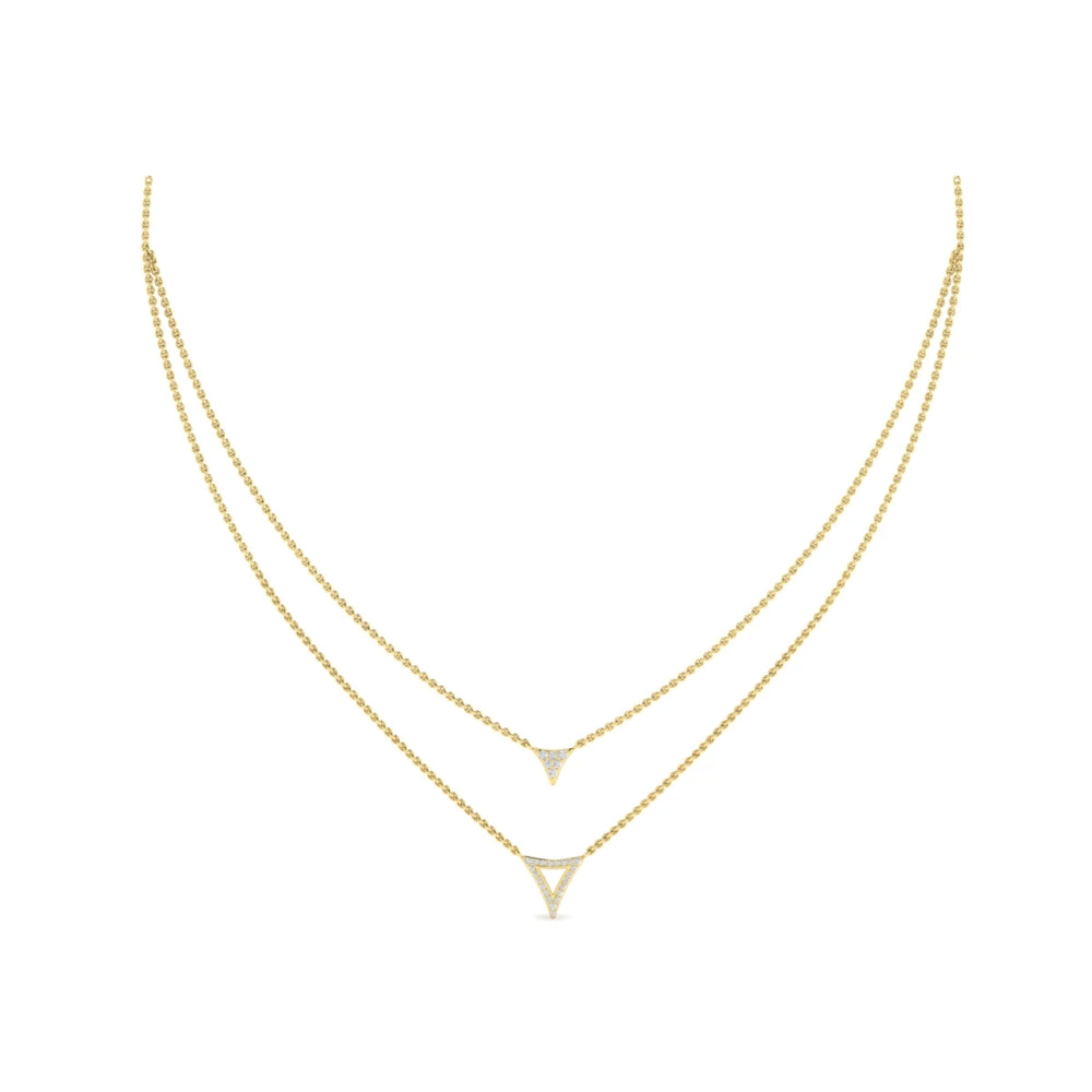 Diamond Open Trinity Two Row Necklace Yellow Gold