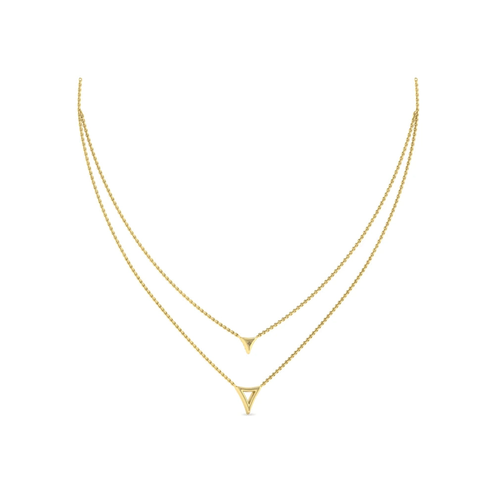 Diamond Open Trinity Two Row Necklace Yellow Gold