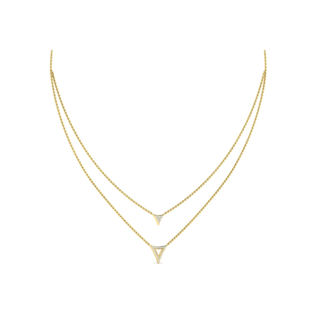 Diamond Open Trinity Two Row Necklace Yellow Gold