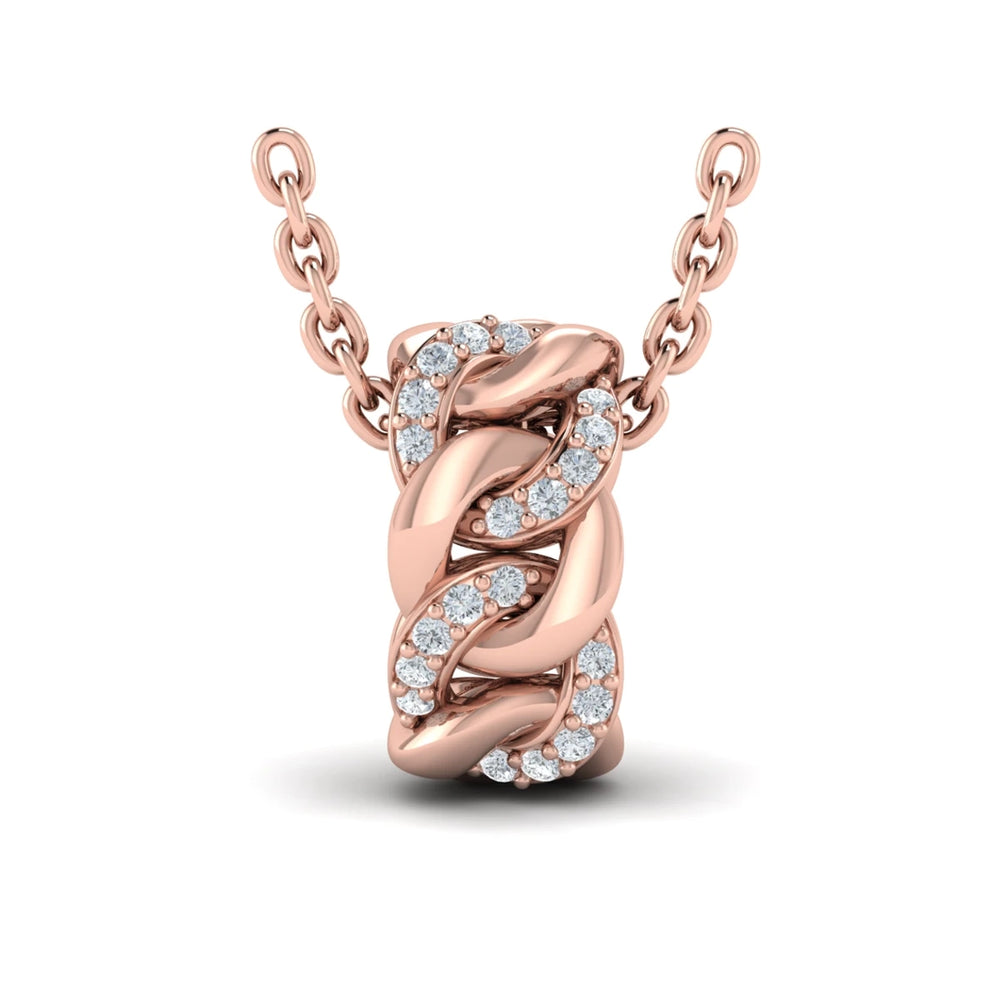 Channel Set Link with Diamonds Pendant Necklace Rose Gold