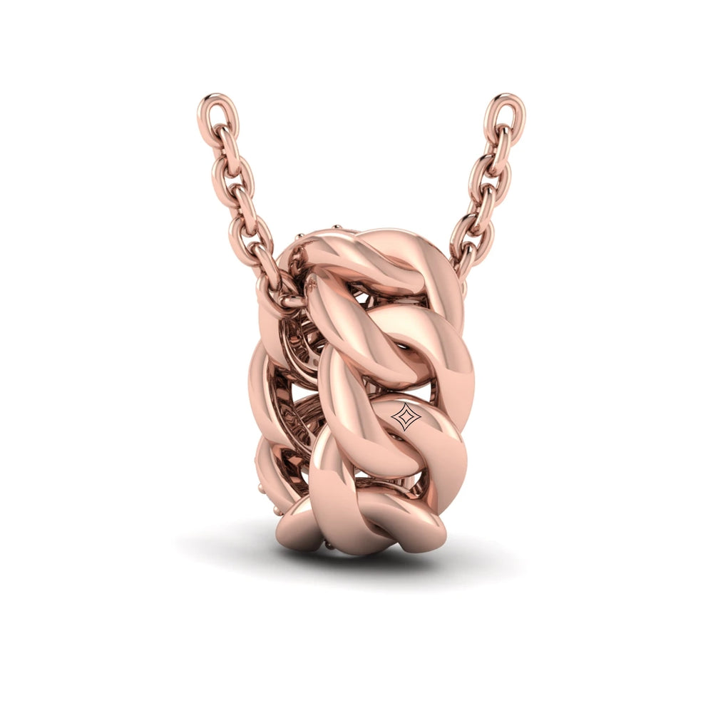Channel Set Link with Diamonds Pendant Necklace Rose Gold