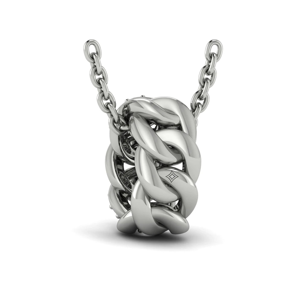Channel Set Link with Diamonds Pendant Necklace White Gold