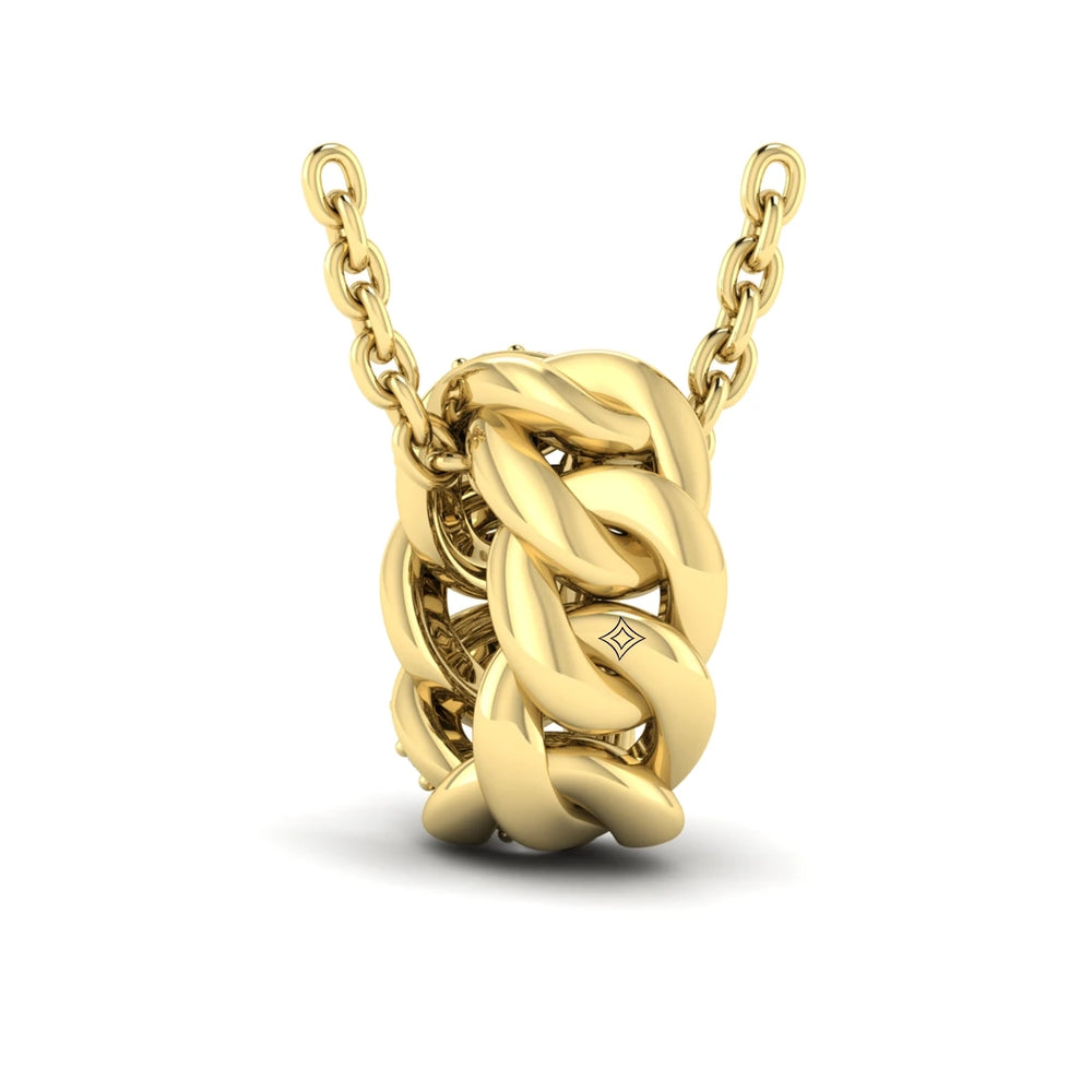 Channel Set Link with Diamonds Pendant Necklace Yellow Gold