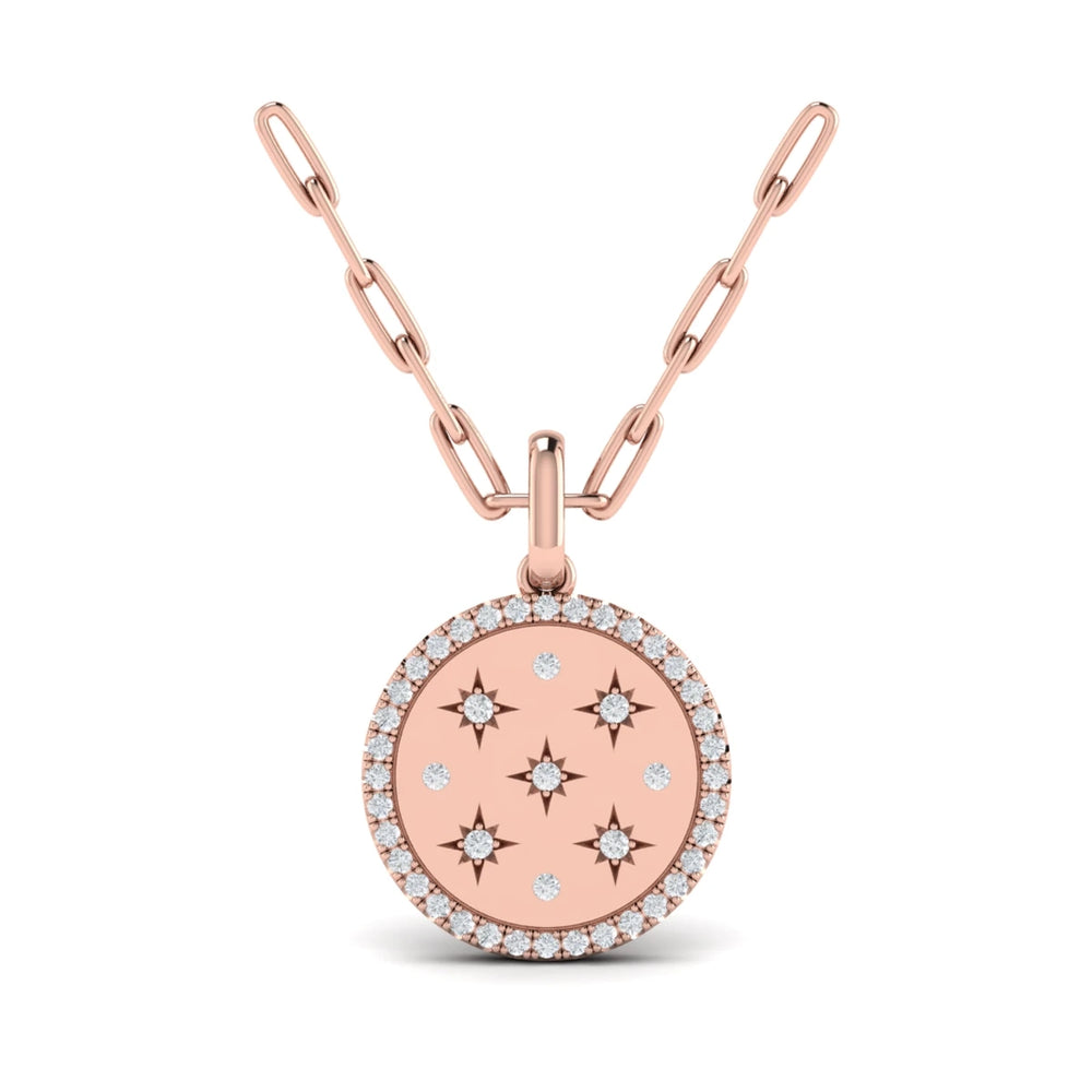 Star Diamonds and Diamond Pendant Necklace Rose Gold