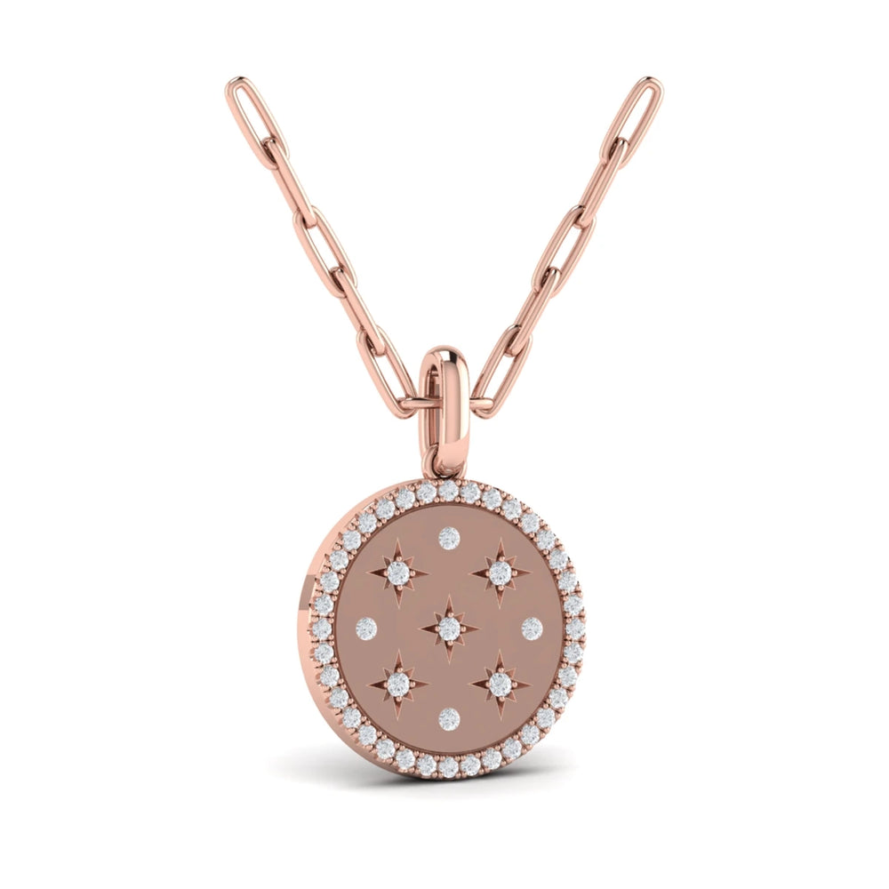 Star Diamonds and Diamond Pendant Necklace Rose Gold
