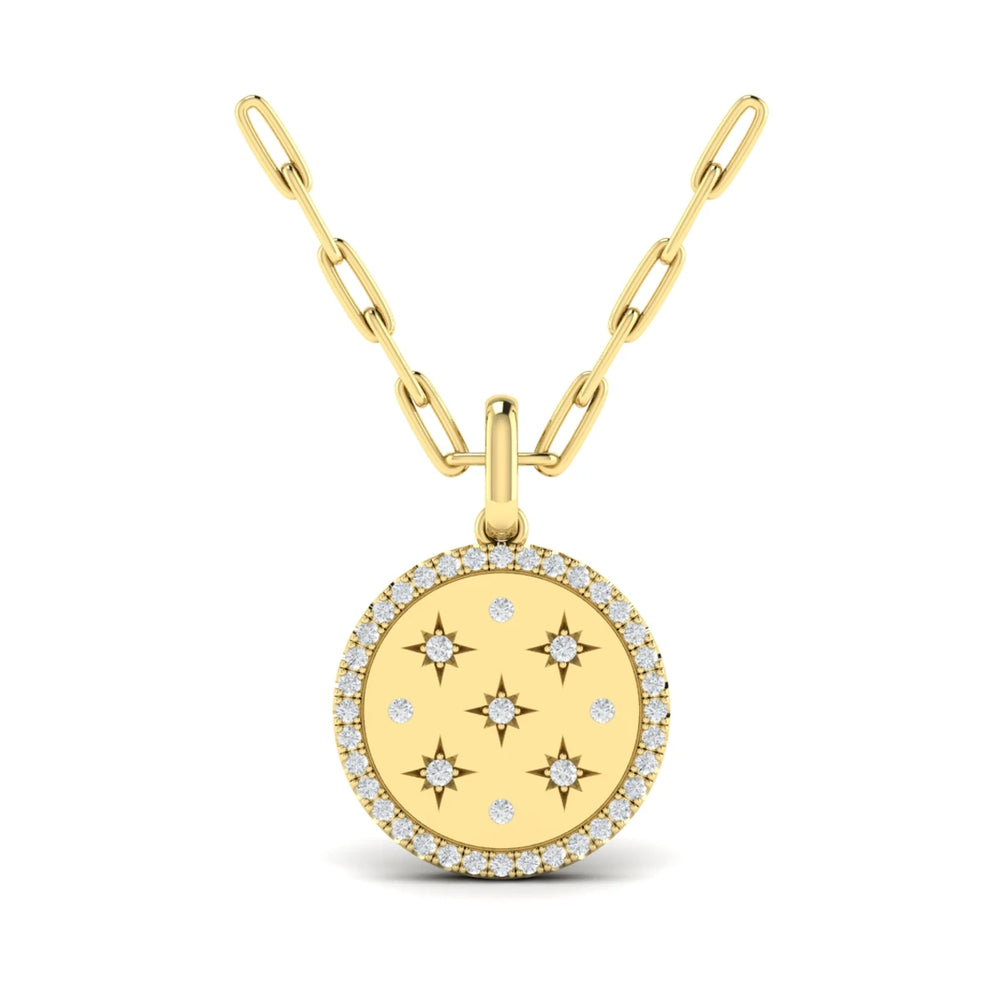 Star Diamonds and Diamond Pendant Necklace Yellow Gold