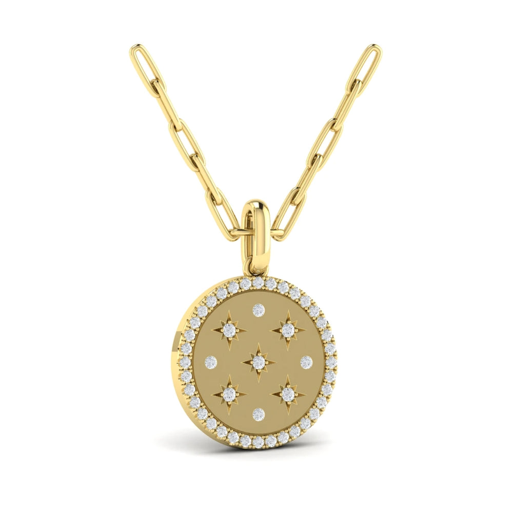 Star Diamonds and Diamond Pendant Necklace Yellow Gold