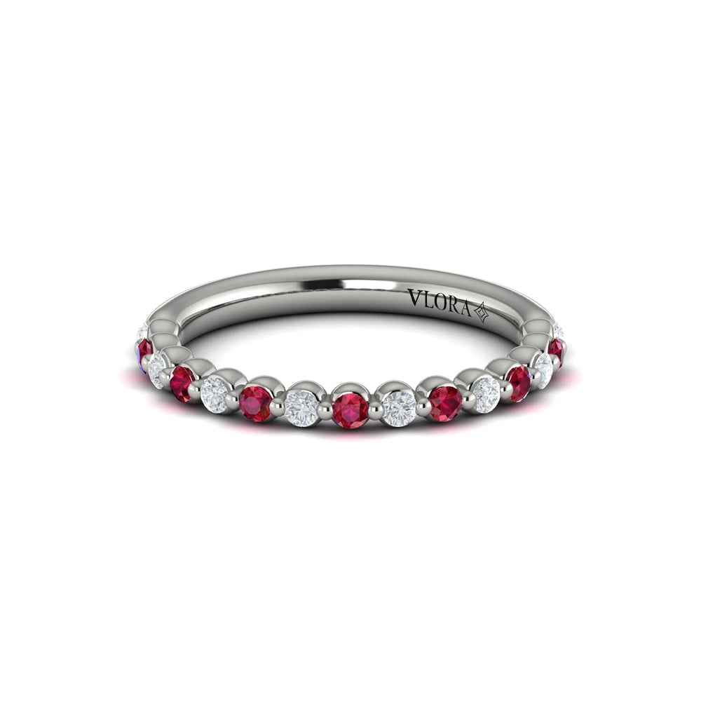 Diamond and Ruby Ring White Gold