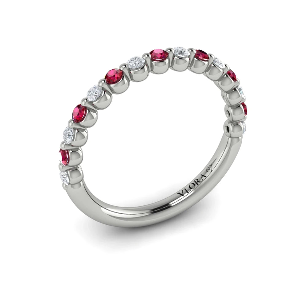 Diamond and Ruby Ring White Gold