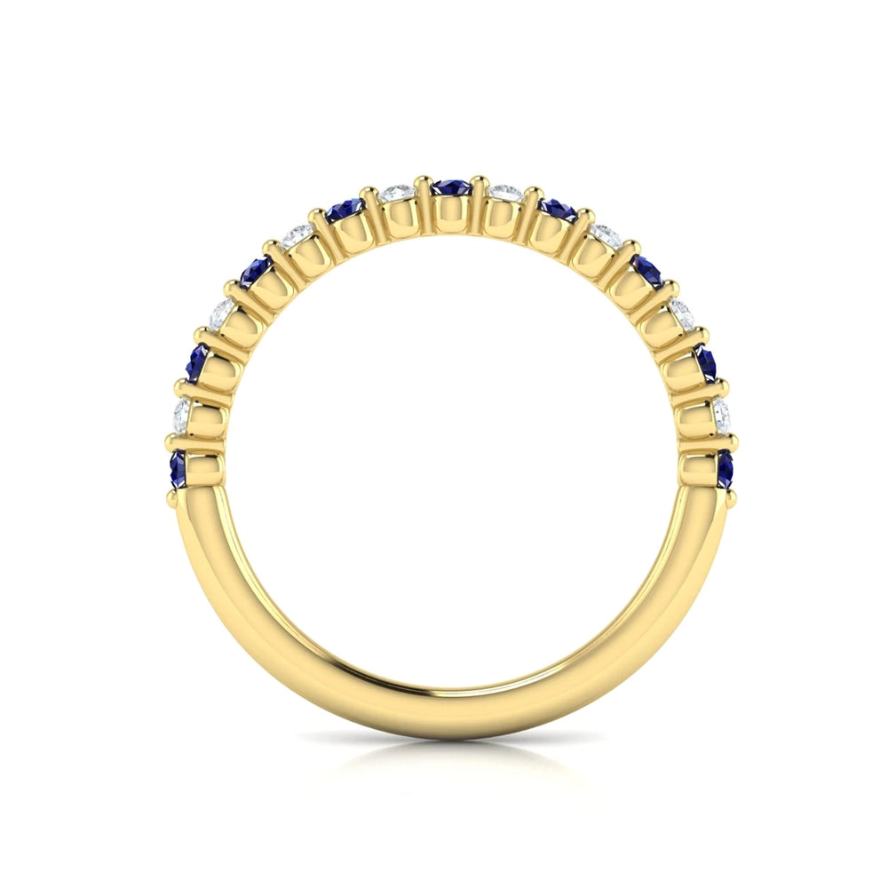 Diamond and Blue Sapphire Ring Yellow Gold