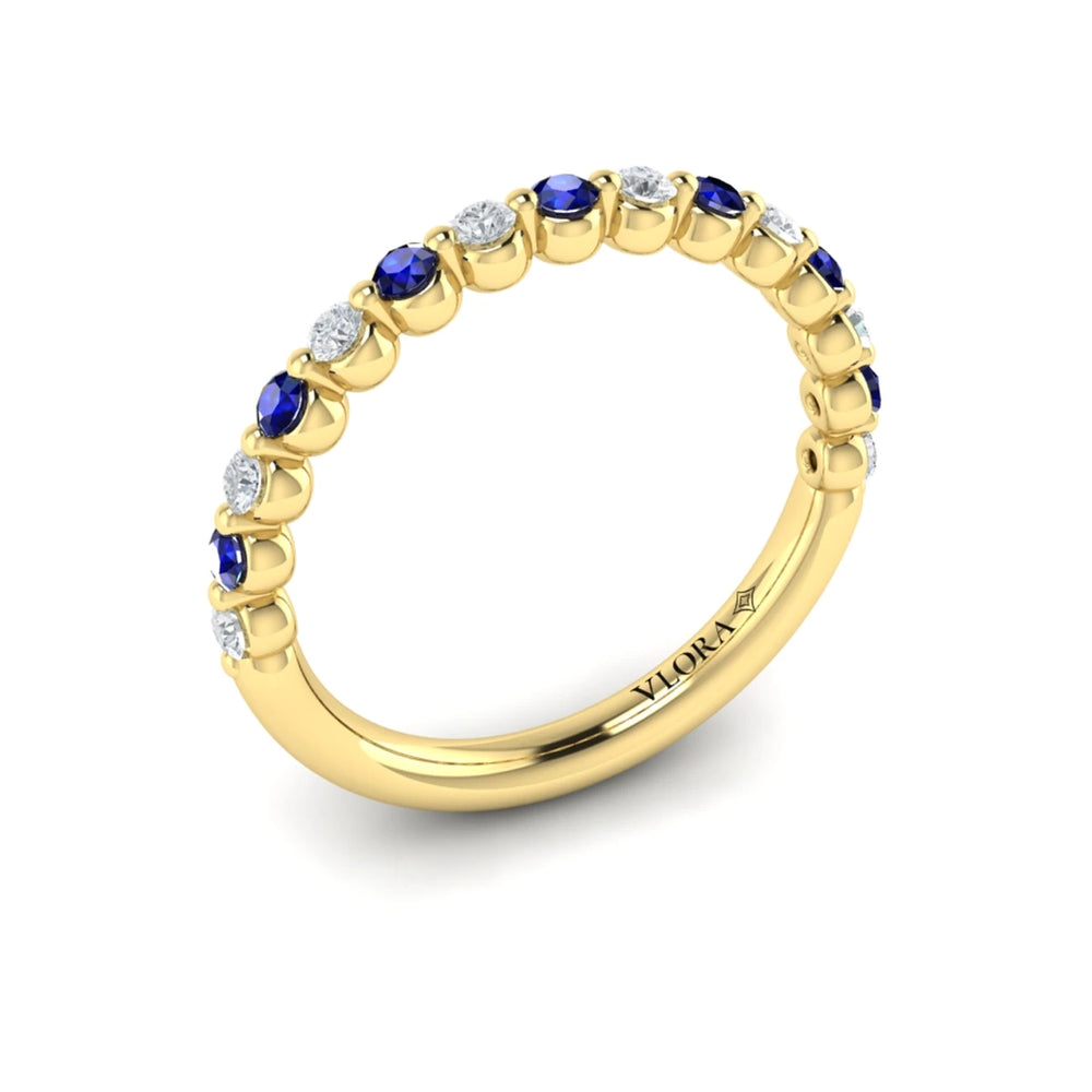 Diamond and Blue Sapphire Ring Yellow Gold