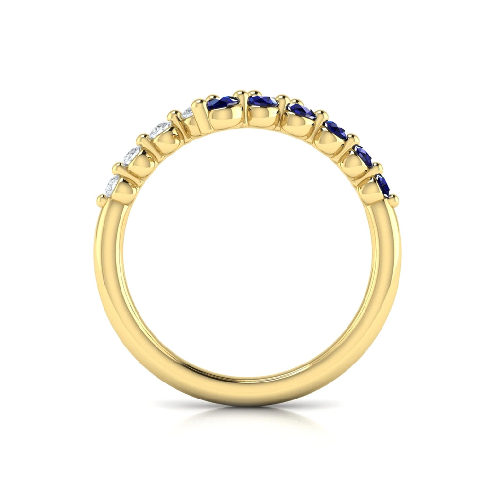 Diamond and Blue Sapphire Open Wrap Ring Yellow Gold