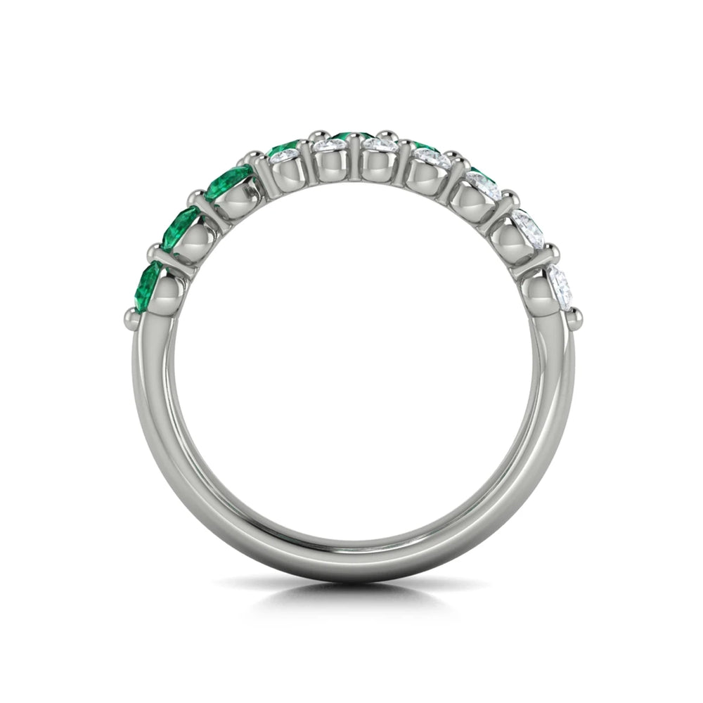 Diamond and Emerald Three Row Wrap Ring Platinum