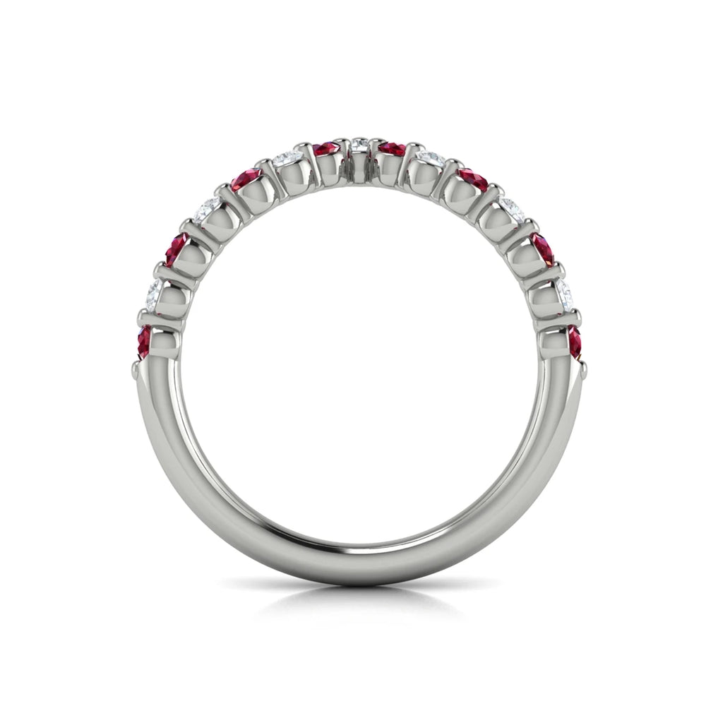 Diamond and Ruby Chevron Ring White Gold