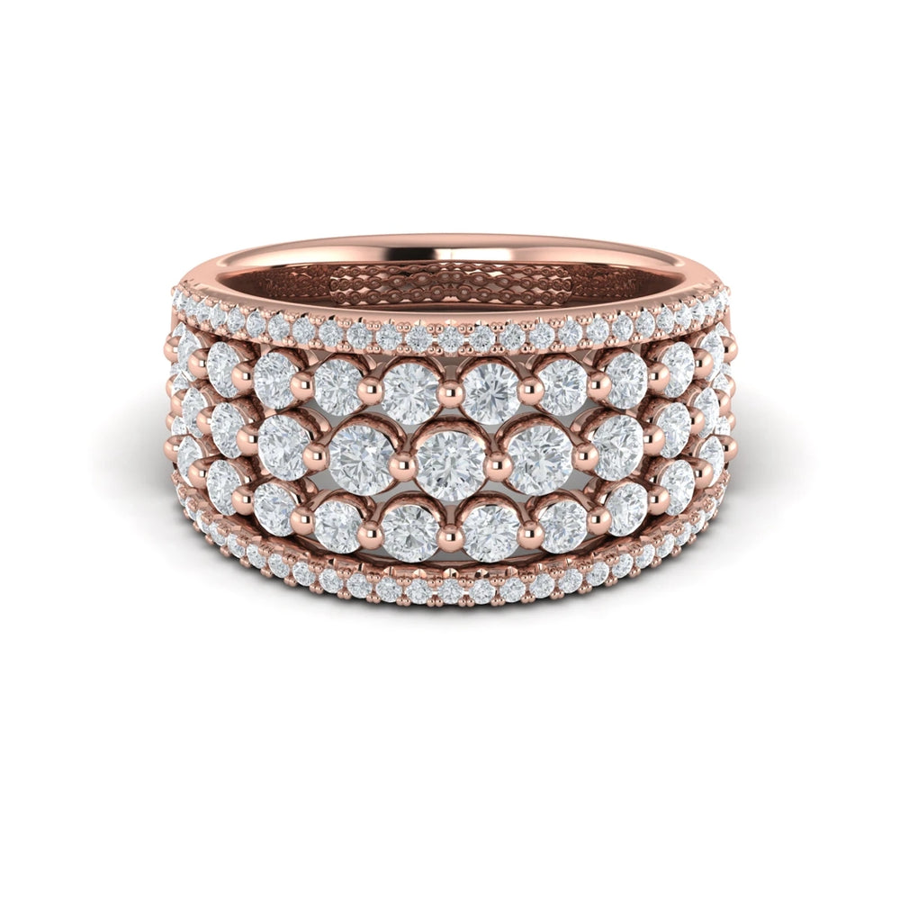 Diamond Multi-Row Statement Ring Rose Gold