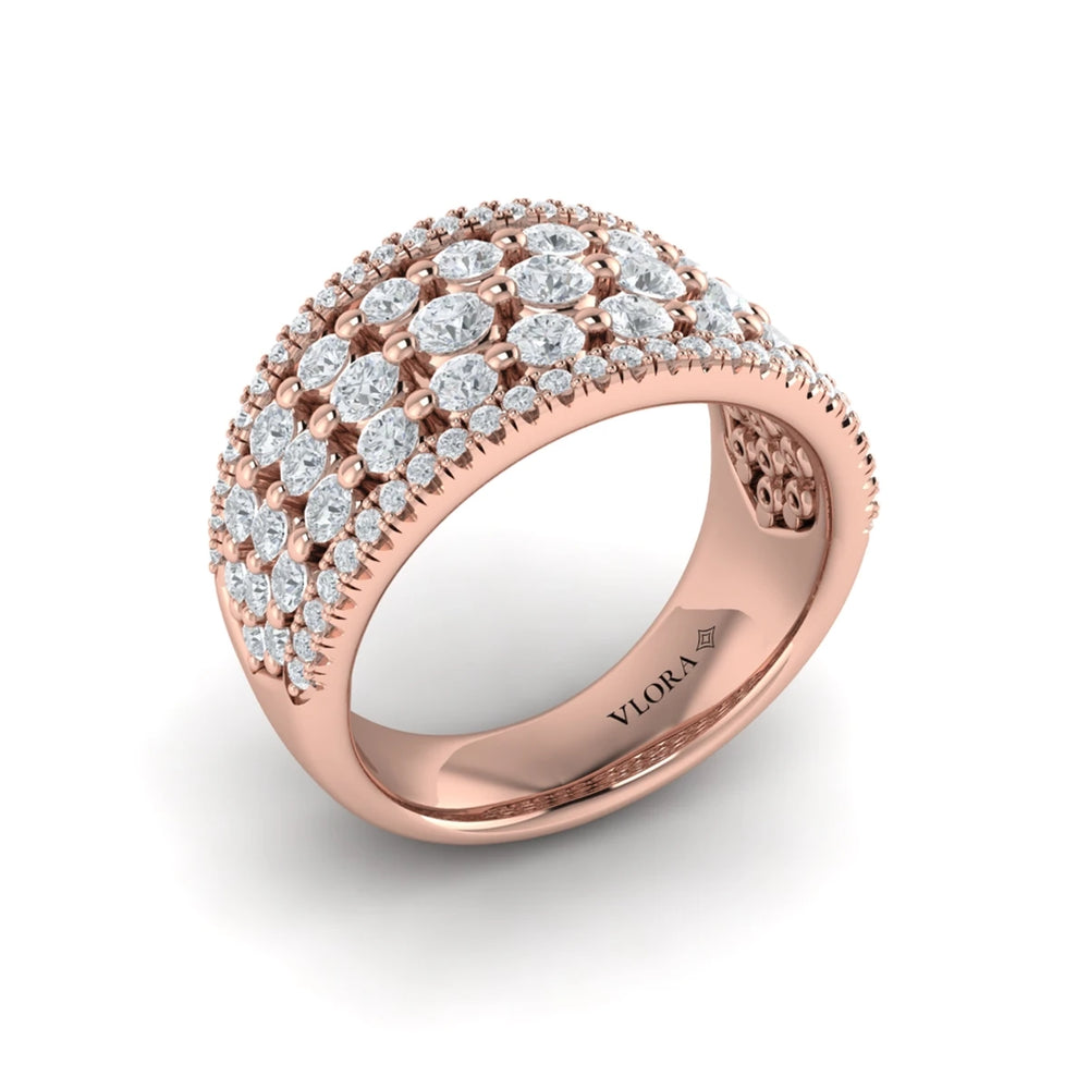 Diamond Multi-Row Statement Ring Rose Gold