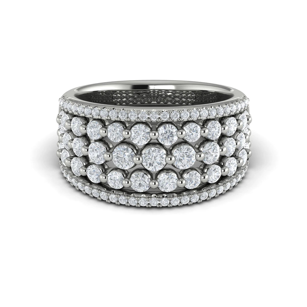 Diamond Multi-Row Statement Ring Platinum