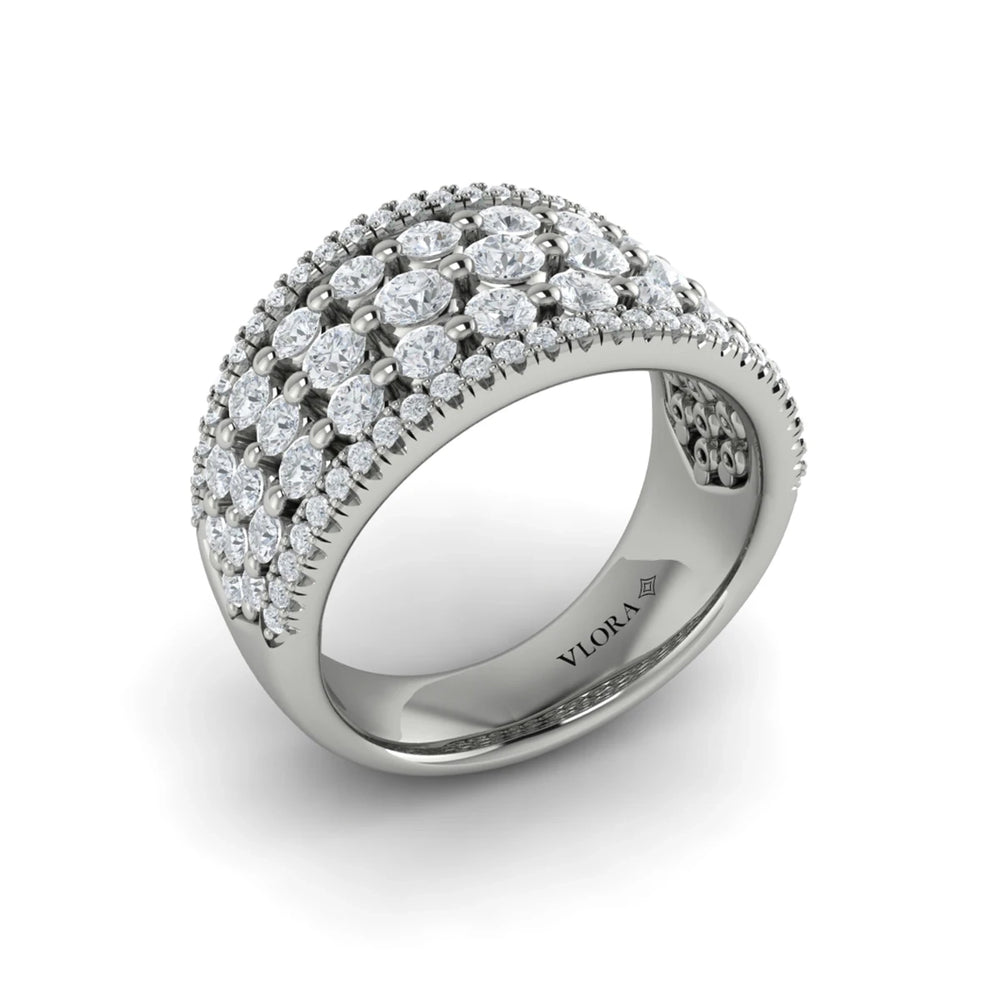 Diamond Multi-Row Statement Ring Platinum
