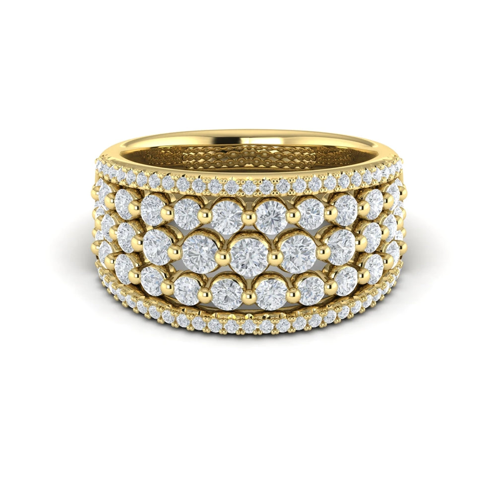 Diamond Multi-Row Statement Ring Yellow Gold