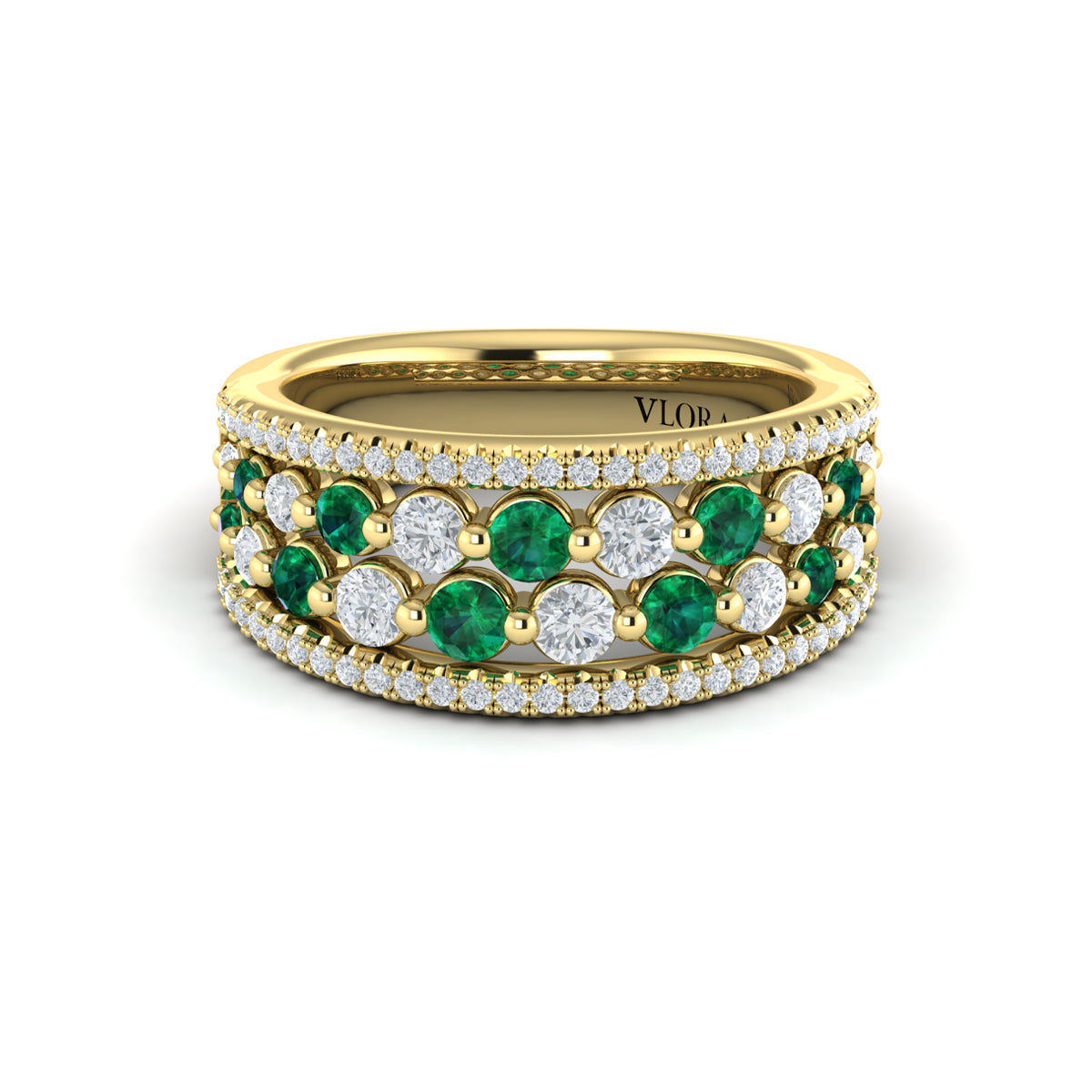14k Yellow Gold Emerald & Diamond Ring, 0.52ct