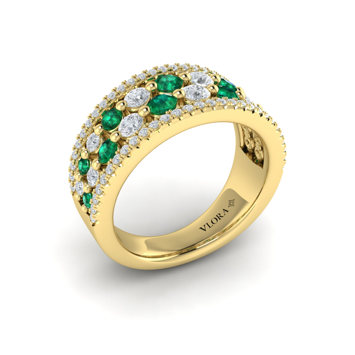 14k Yellow Gold Emerald & Diamond Ring, 0.52ct