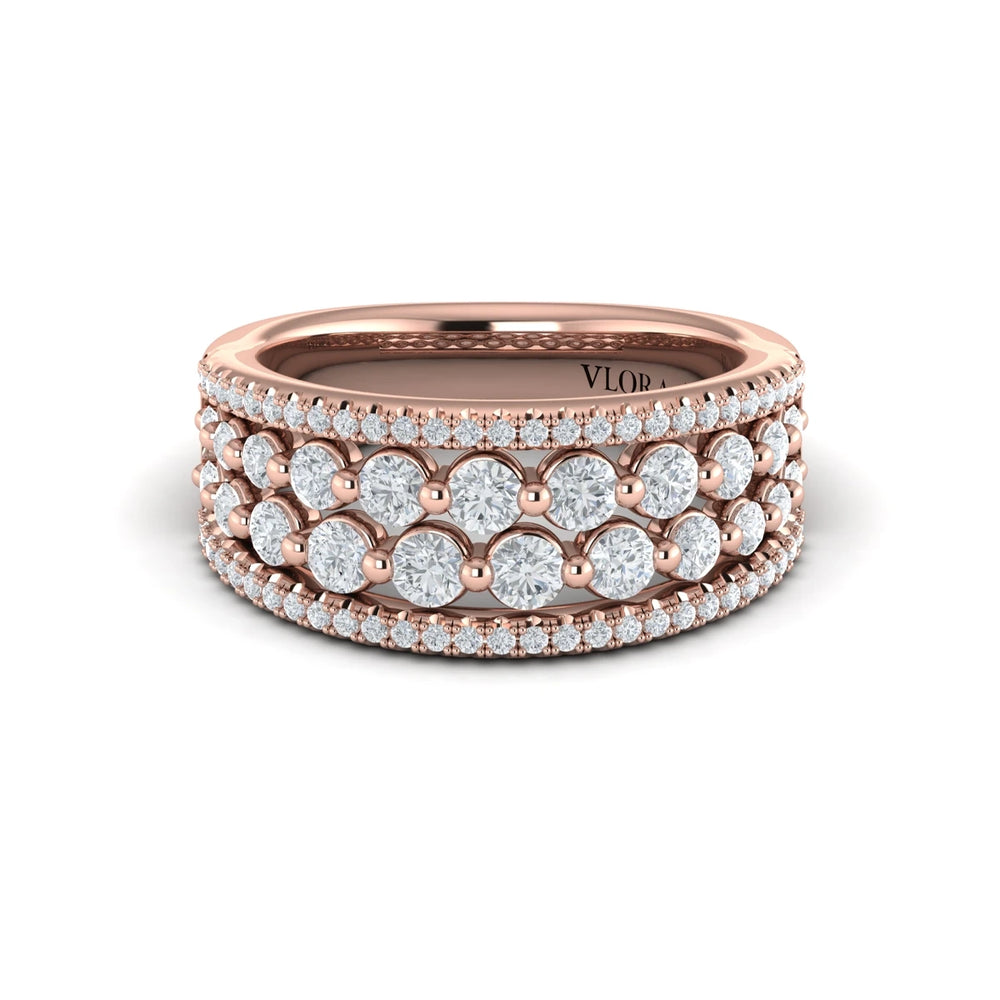 Diamond Multi-Row Statement Ring Rose Gold