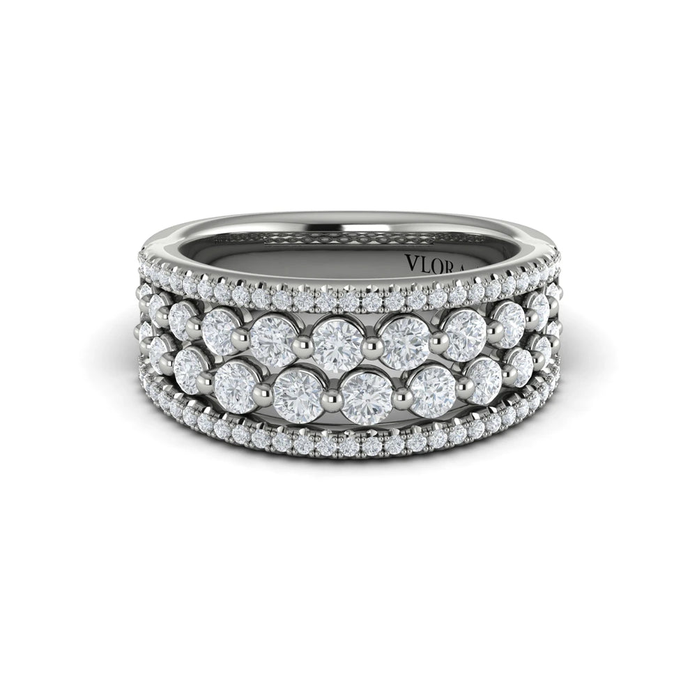 Diamond Multi-Row Statement Ring Platinum