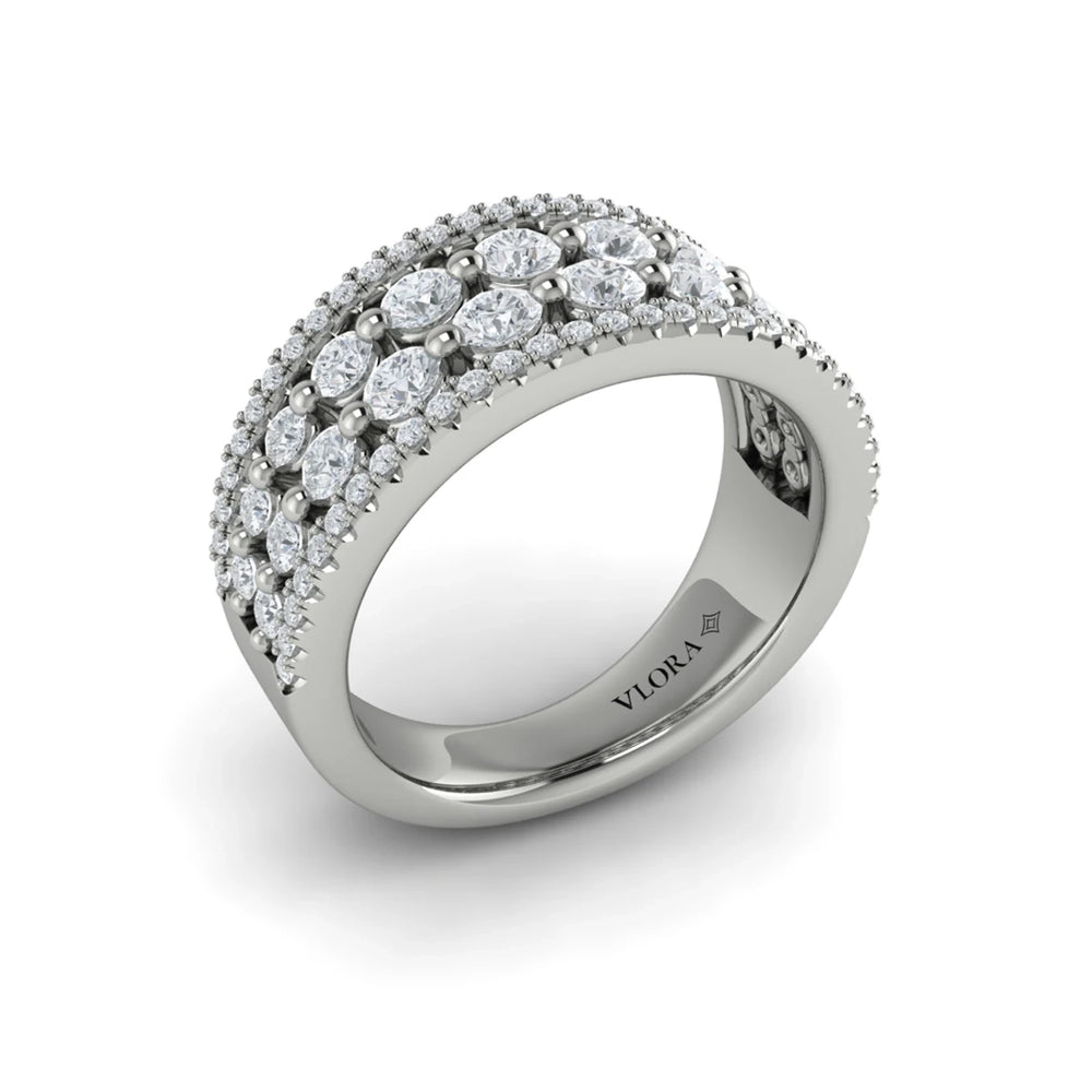 Diamond Multi-Row Statement Ring Platinum