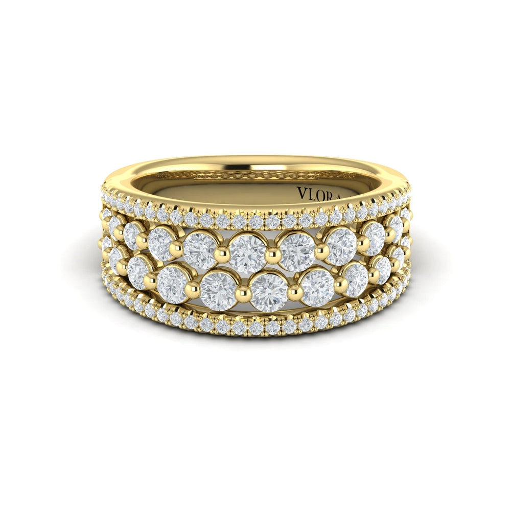 Diamond Multi-Row Statement Ring Yellow Gold