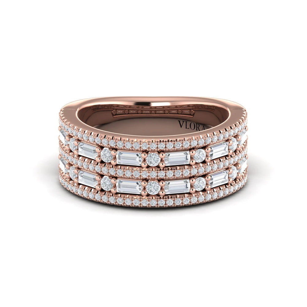 Diamond Baguette Multi-Row Ring Rose Gold