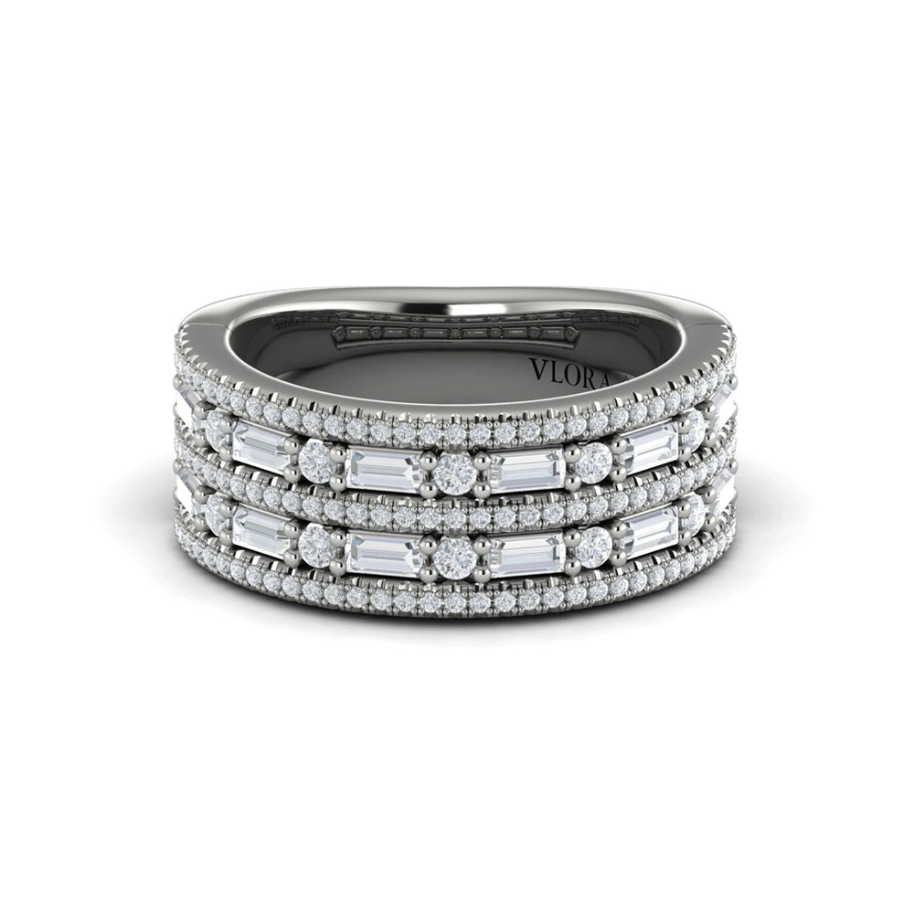 Diamond Baguette Multi-Row Ring White Gold